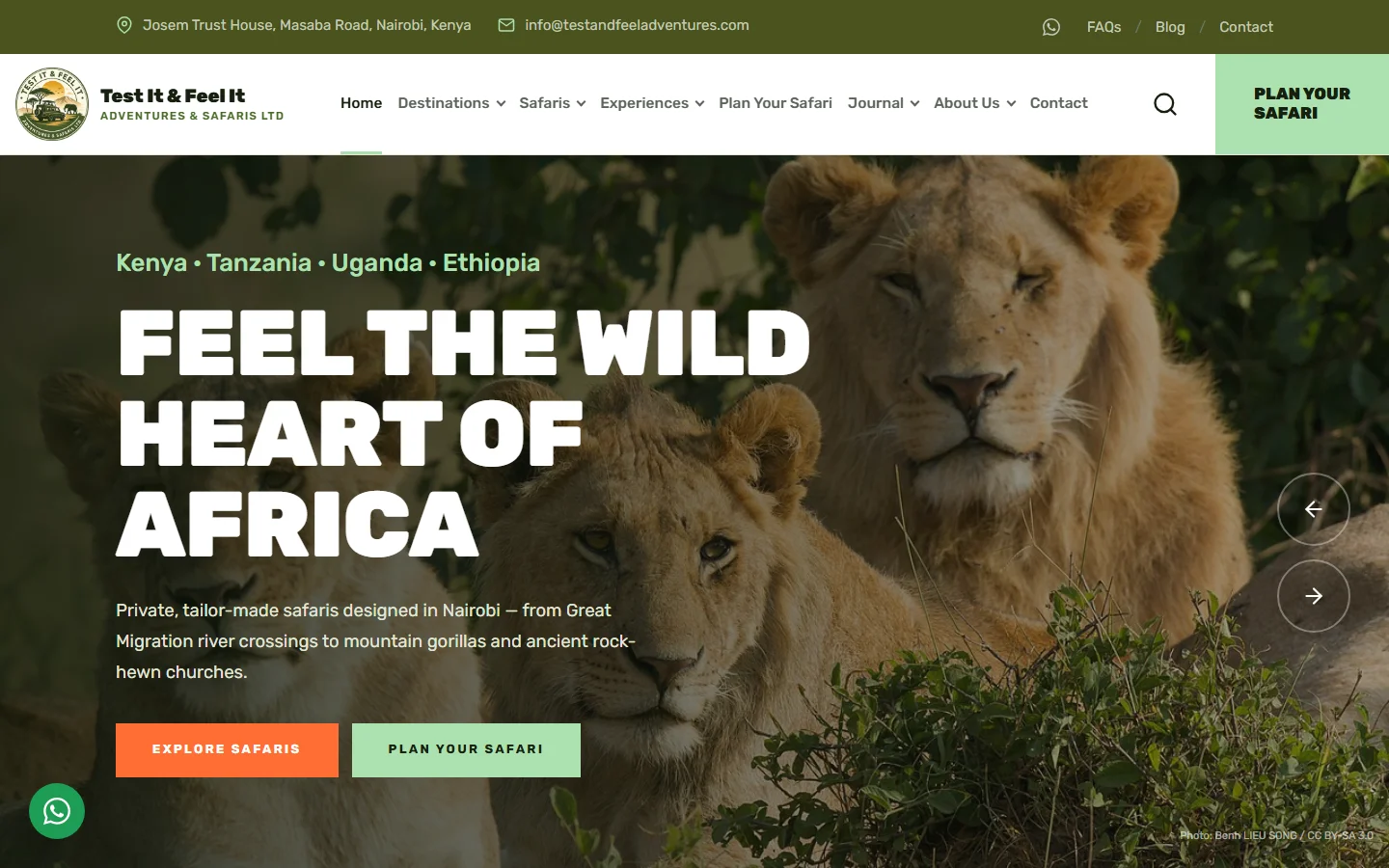 Screenshot of Test It & Feel It Adventures & Safaris