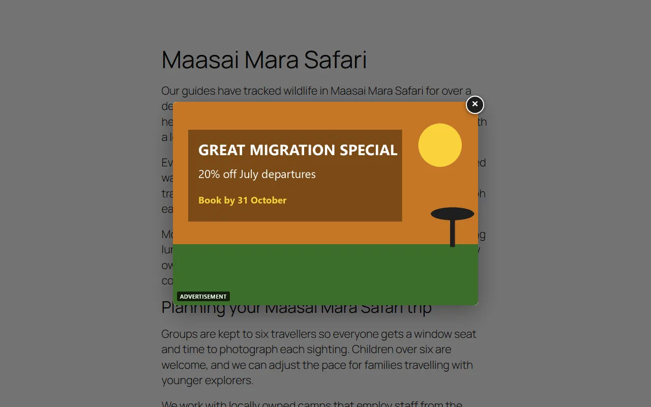 Screenshot of Local Ad